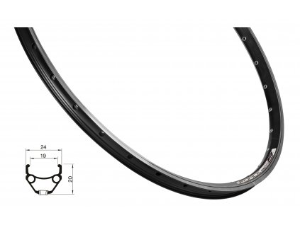 ráfek FORCE CLASSIC 559x19, 36děr, černý (Varianta materiál: hliník, počet děr: 36 děr, rozměr: 26 palců, typ brzdy: ráfková, typ ráfku: pláštový)