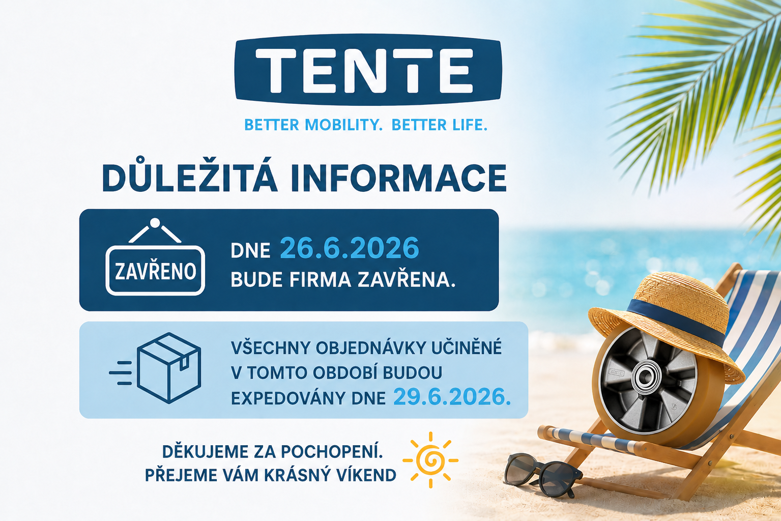 Informace o uzavření - Léto