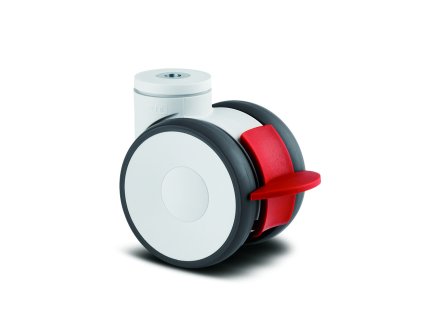 Kolečko designové 100mm, s brzdou, otvor pro čep, 5947UAP100P30-11 RAL9002/KICK PEDAL7015
