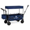 LUARO Travel trolley foldable with canopy navy blue 182632