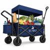 LUARO Travel trolley foldable with canopy navy blue 182635