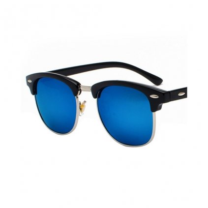 Pánské sluneční brýle Browline - Blue & Silver Shiny Mirror