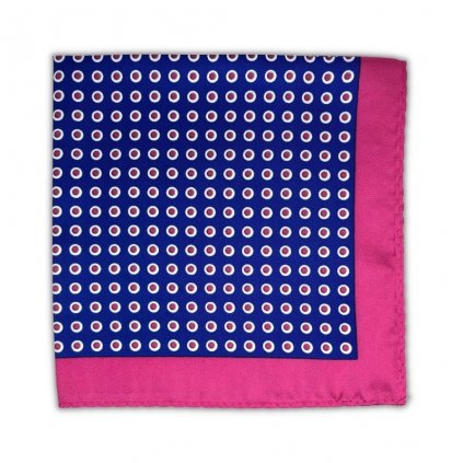 Modrý kapesníček do saka Dots s růžovými puntíky