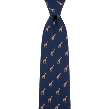 Tmavě modrá kravata se žirafami
