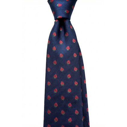 Tmavě modrá kravata s jahodami