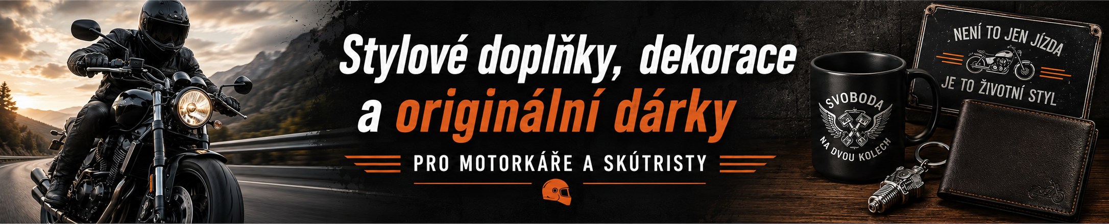 Stylové doplňky, dekorace a originální dárky pro motorkáře a skútristy