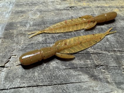 Leaf - Larva jepice - 7,6cm (Přírodní hnědá barva s flitry) balení po 10ks - Pro spin baits