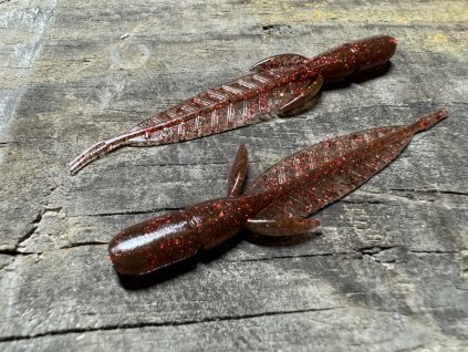 Leaf - Larva jepice - 7,6cm (Staro červená barva s flitry) balení po 10ks - Pro spin baits
