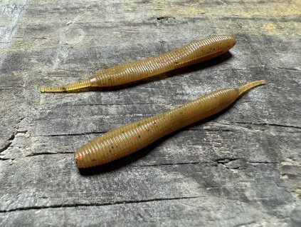 Leaf - Larva jepice - 7,1cm (Přírodní hnědá barva s flitry) balení po 10ks - Pro spin baits