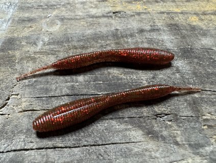 Leaf - Larva jepice - 7,1cm (Staro červená barva s flitry) balení po 10ks - Pro spin baits