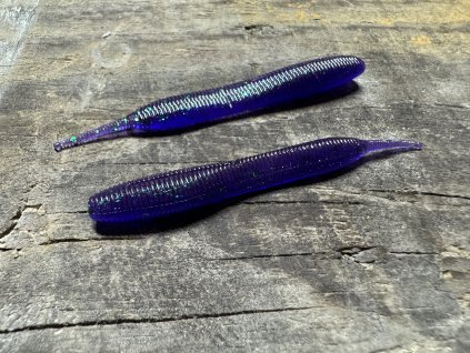 Leaf - Larva jepice - 7,1cm (Tmavě modro fialová barva s flitry) balení po 10ks - Pro spin baits