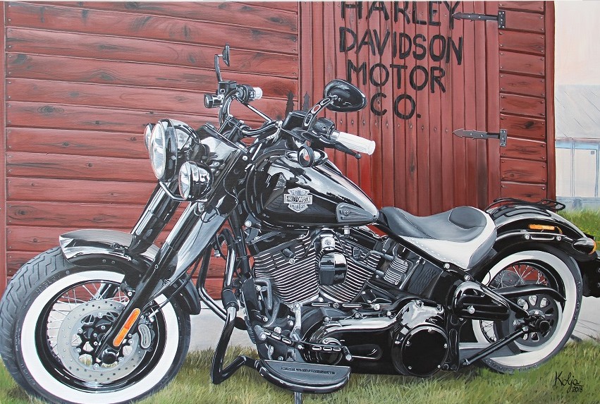 Harley – olej na plátně