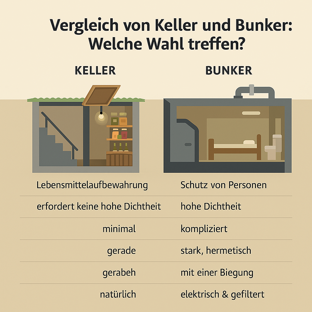 Vergleich von Keller und Bunker: Was soll man wählen?