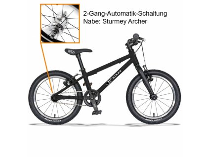 KUbikes 16L MTB 2 Gang schwarz web 1000