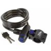 Zámek spirála M-WAVE 8x1500mm s Clip-on držákem na sedlovku , kouřový,2 klíče.
