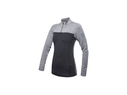 SENSOR MERINO BOLD dámské triko dl.rukáv zip anthracite/cool gray (Velikost XXL)