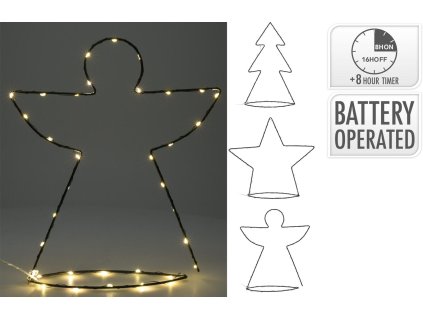 Vánoční dekorace FIGURKA 34cm 35 LED s časovačem mix