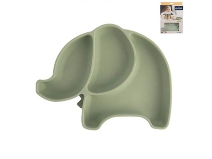 Talíř silikon dětský dělený slon 23x18 cm mix barev