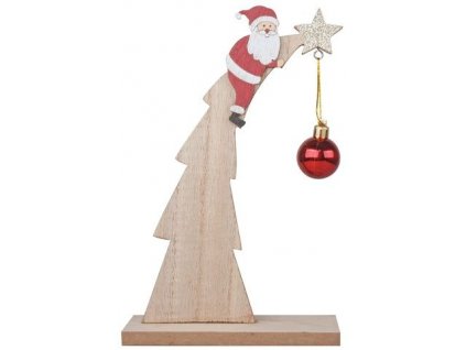 Dekorace Santa s baňkou na stromě na postavení 14x22cm
