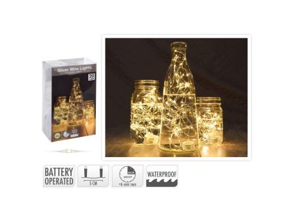 Osvětlení 1,3m 20LED teplá bílá voděodolné s časovačem