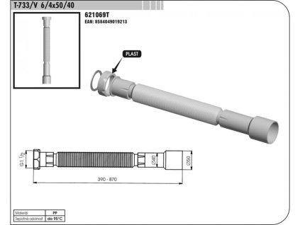 21709 sifon flexi t 733 6 4 x 50 40mm s matici sam