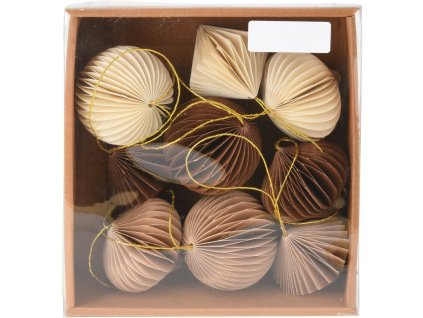 Suprava papierovych ozdob Ornaments bezova 6 cm 9 ks