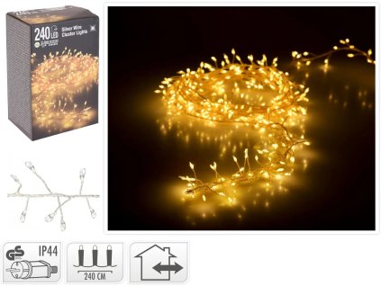 Osvětlení vánoční 2,4m 240LED teplá bílá stř.drát