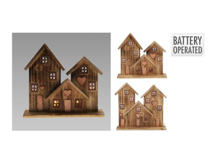 Dekorace domky 29cm led dřev.HN