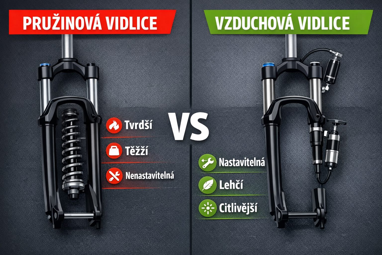 Pružinová vs. vzduchová vidlice