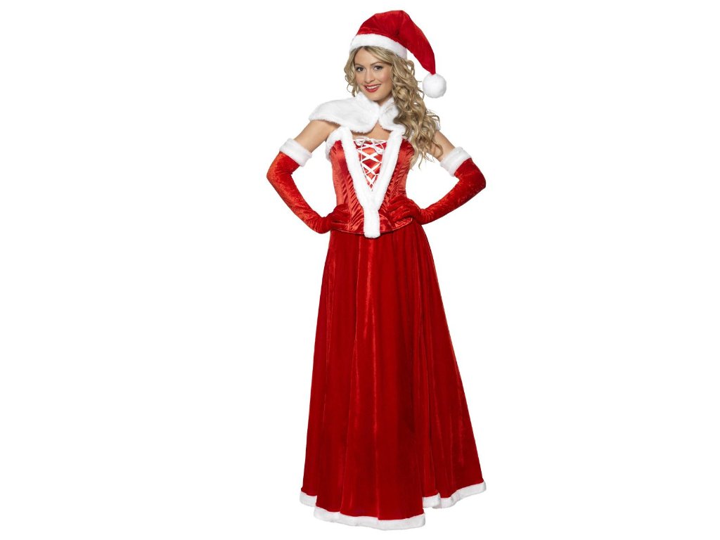 Luxusný kostým Miss Santa, červená, veľkosť M