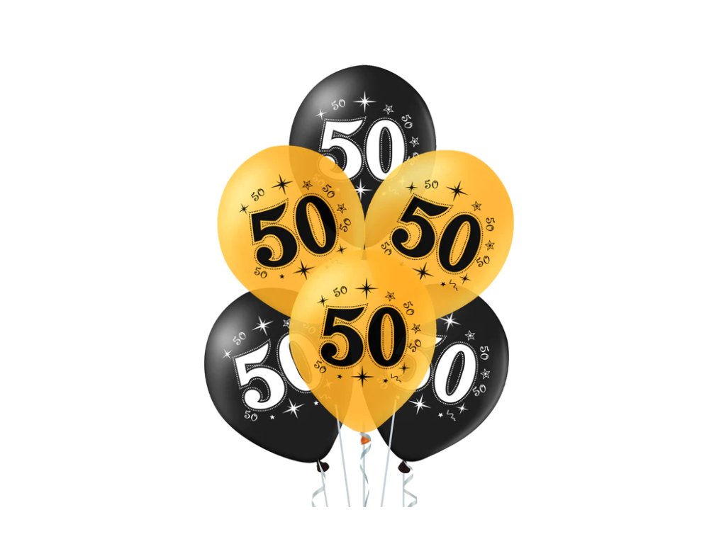Zlaté a čierne balóny k 50. narodeninám