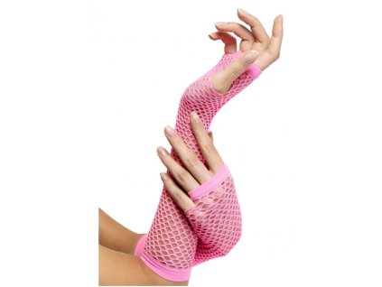 Sieťkové rukavice neon ružové