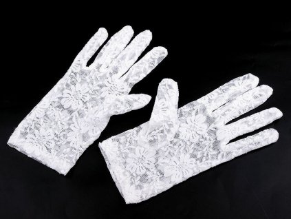 Spoločenské rukavice čipkované  biele