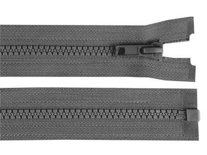 Kostený zips šírka 5 mm dĺžka 70 cm bundový šedý