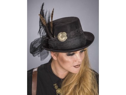 Čierny steampunkový klobúk