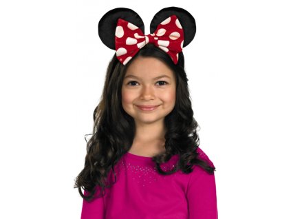 Disney čelenka do uší Minnie Mouse s ružovou alebo červenou obojstrannou mašličkou