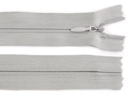 Zips špirálový 3 mm,nedeliteľný skrytý, 18cm /šatový/, šedobéžová