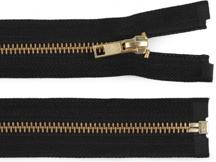 Kovový zips šírka 6 mm dĺžka 80 cm, čierny