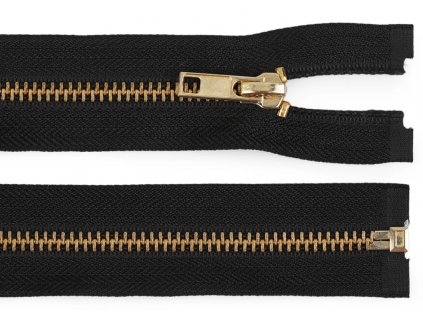 Kovový zips šírka 6 mm dĺžka 60 cm, čierny