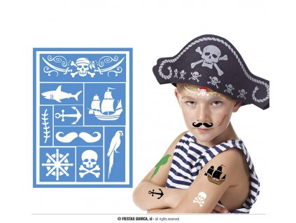 Makeup šablóna na tvár detská pirát 14x20cm