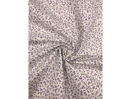 Látka Bavlnené plátno s fialovými kvetmi, 100%BA, š.140cm