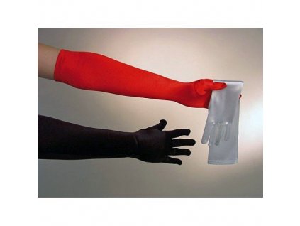 Červené dlhé saténové rukavice