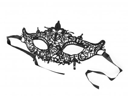 Karnevalová maska - škraboška čipková, čierna