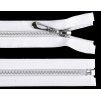Špirálový zips so striebornými zúbkami šírka 7 mm dĺžka 80 cm, biely