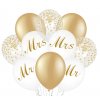 Svadobné balóny zlaté s konfetami, 10 kusov
