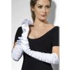 Saténové rukavice nazberané biele