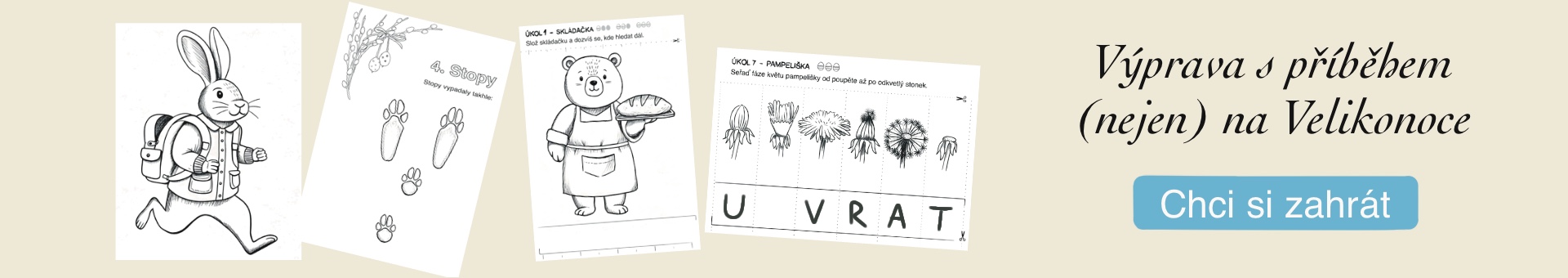 Obrázky velikonoční výpravy s příběhem a úkoly