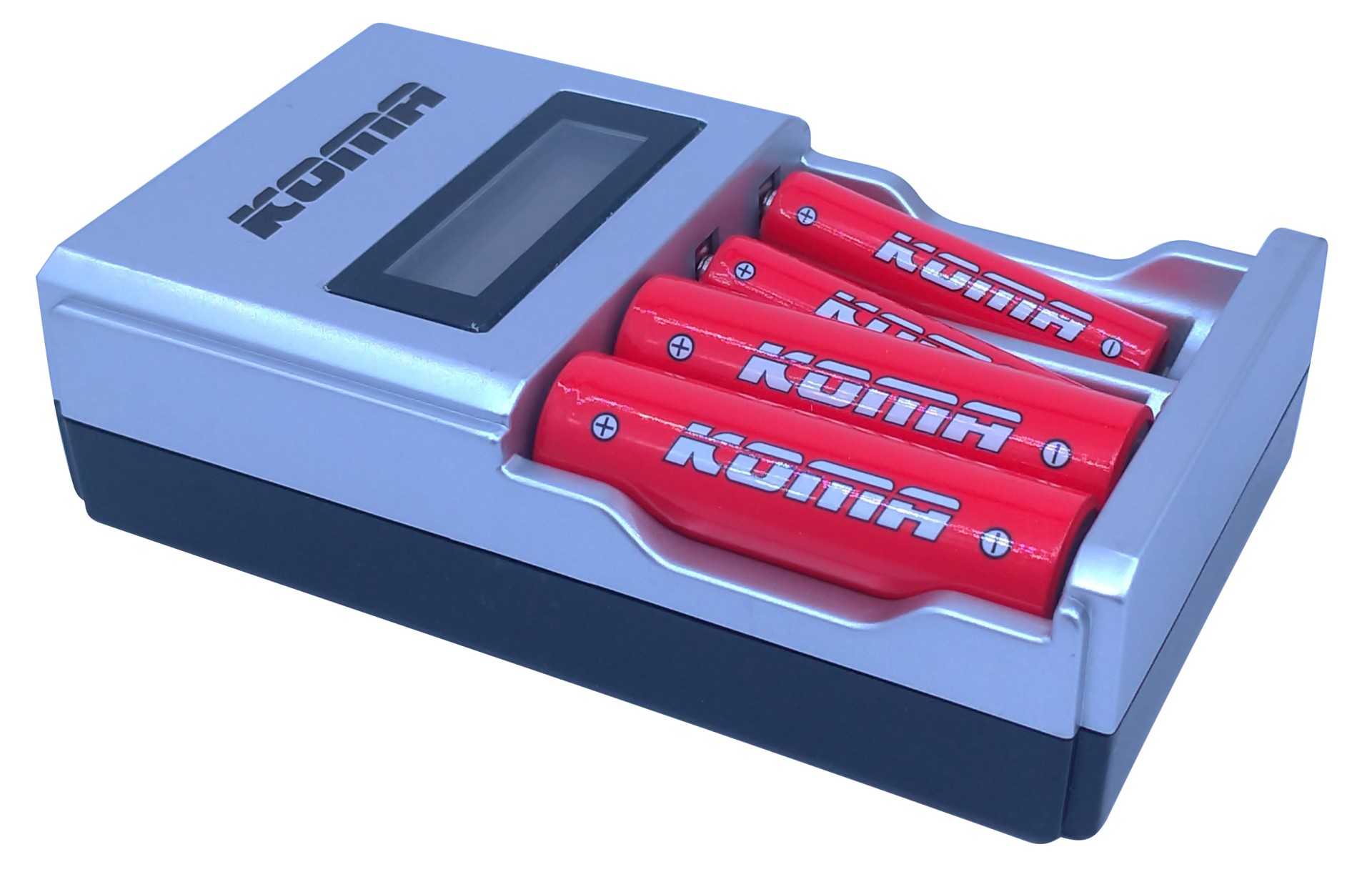 Nabíječka baterií KOMA NB28 s LCD displejem - 2x AA 2200 mAh, 2x AAA 800 mAh