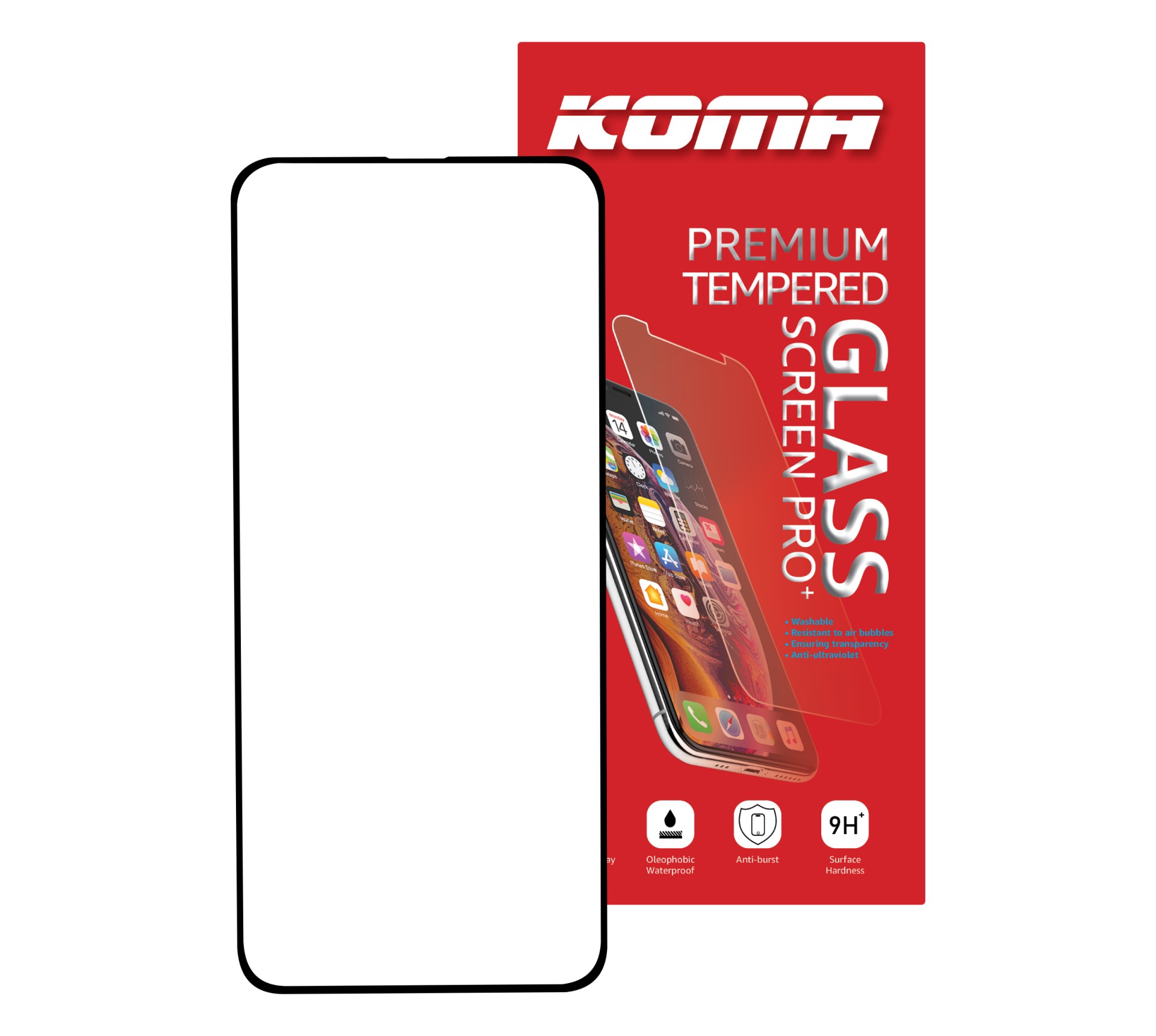 KOMA Tvrzené sklo Full Cover pro Samsung A52 4G, zaoblení 3D, tvrdost 9H