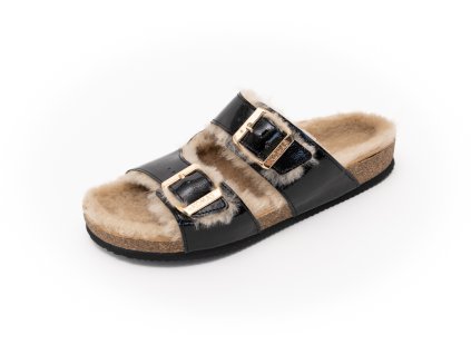 Bravo Shearling Glossy Black/Sand